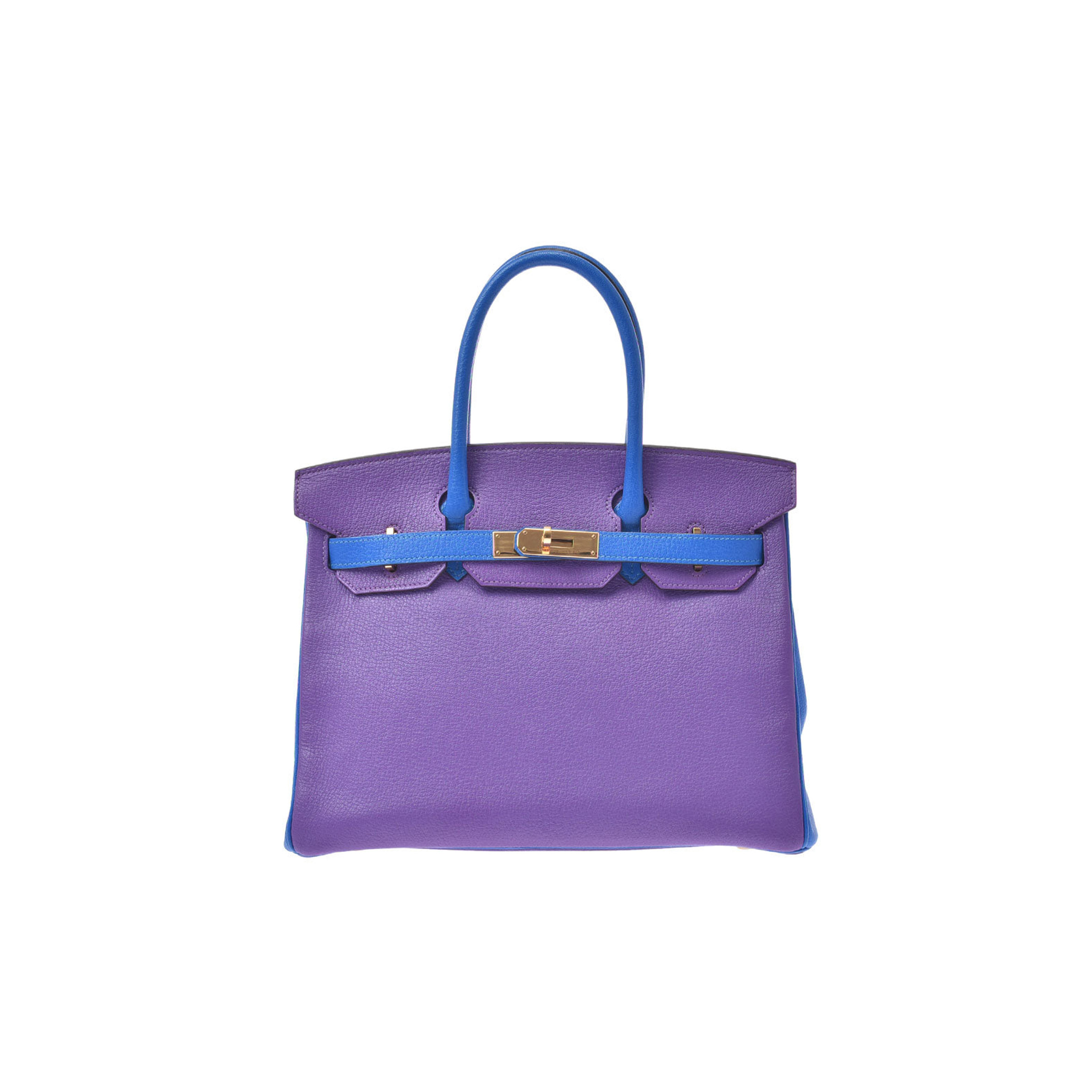 HERMÈS MASTER BIRKIN 30 TOGO LEATHER ANEMONE PURPLE WITH ELECTRIC BLUE GOLD BUCKLE BAG 800000091270000 (30*23*15cm)